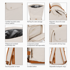 Carmel backpack cooler in tan call out features
