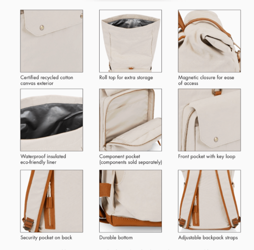 Carmel backpack cooler in tan call out features