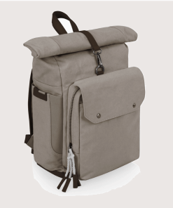 Carmel backpack cooler in gray angled view