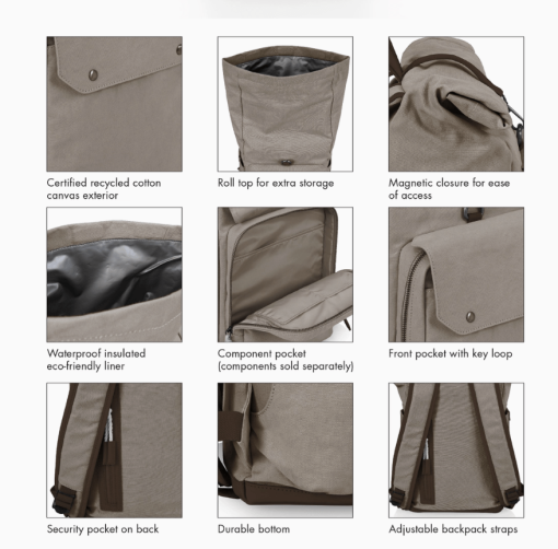 Carmel backpack cooler in gray call out features