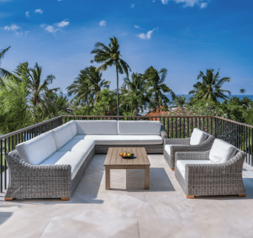 Tortola Right Facing sectional outside lifestyle