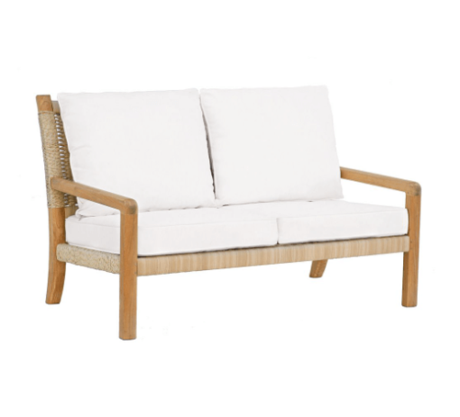 Hudson Settee in natural cord and canvas cushion