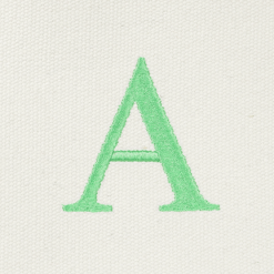 Mint Green monogram letter A.