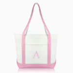 Pink Canvas Monogram Tote - with Pink letter A.