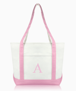 Pink Canvas Monogram Tote - with Pink letter A.