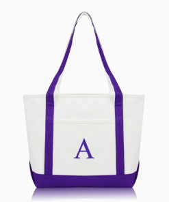 Purple monogram bag letter A shown.