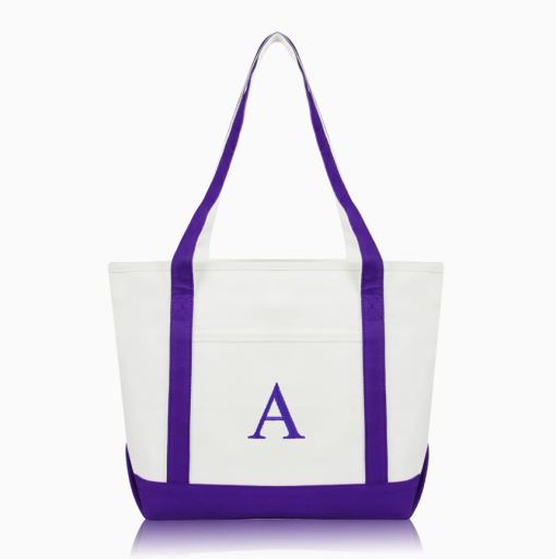 Purple monogram bag letter A shown.