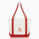 Red Canvas Monogram Tote - with Red letter A.