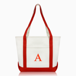 Red Canvas Monogram Tote - with Red letter A.