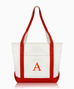 Red Canvas Monogram Tote - with Red letter A.