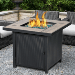 30" Gas Fire pit with table top lifestyle