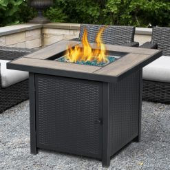 30" Gas Fire pit with table top lifestyle