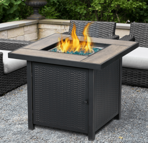 30" Gas Fire pit with table top lifestyle