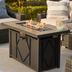42" Gas Fire pit with table top lifestyle
