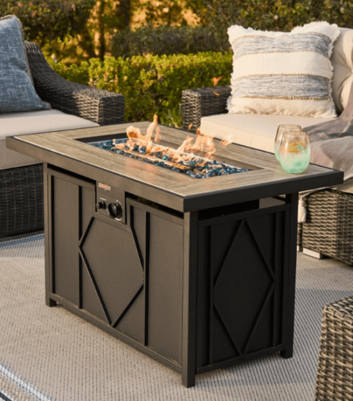 42" Gas Fire pit with table top lifestyle