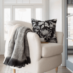Calla cream and charcoal throw lifestyle