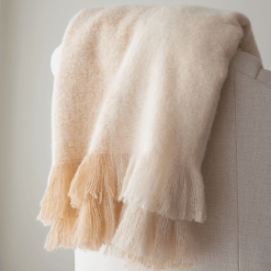 Calla cream and tan throw closeup