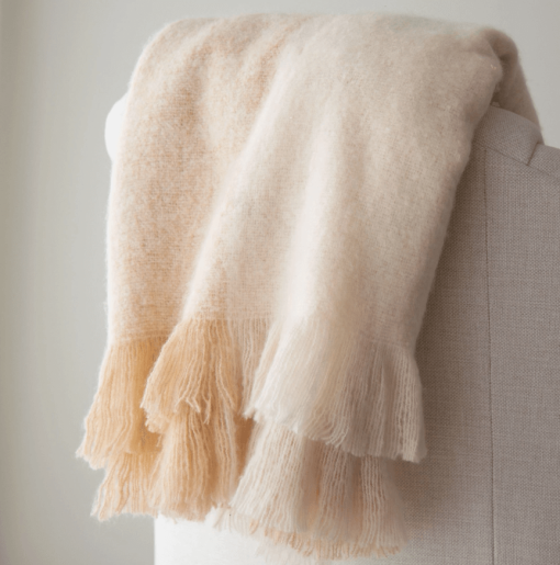 Calla cream and tan throw closeup