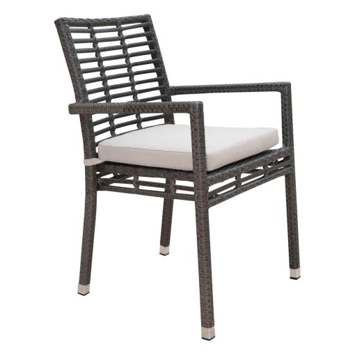 Graphite dining arm chair with cushion
