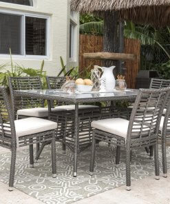 Panama Jack 7 piece dining set with side chairs lifestyle.