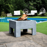 Built-in Steel fire bowl in square console lifestyle