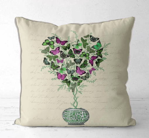 Butterfly Heart Topiary Pillow front view