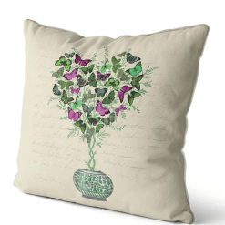 Butterfly Heart Topiary Pillow angled view