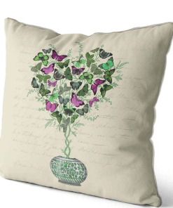 Butterfly Heart Topiary Pillow angled view