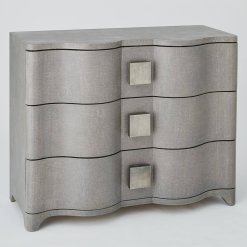 Toile Chest in Grey front angled view.