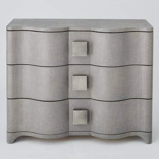 Toile Chest in Grey front view.