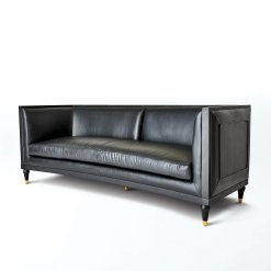 Arc sofa black leather angled view