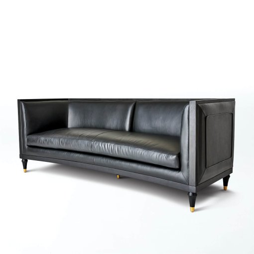 Arc sofa black leather angled view