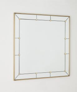 Brass studded mirror angled view