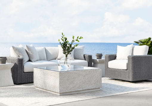 Capri outdoor set including chair, loveseat and coffee table.