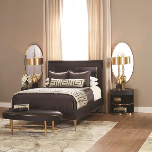 Ellipse black bed and bench