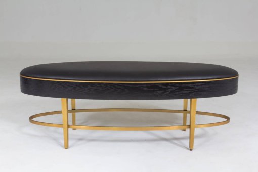 Ellipse bench black leather front view