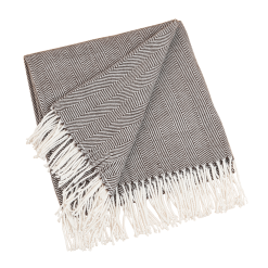 Herringbone throw in chocolate color, open.