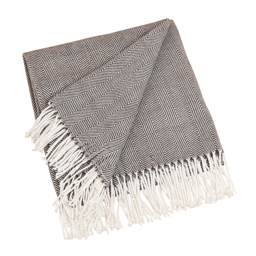 Herringbone throw in chocolate color, open.