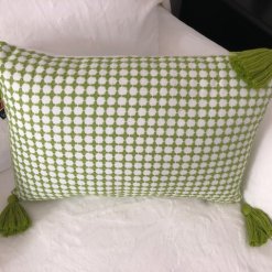 Green woven pillow front