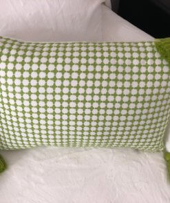 Green woven pillow front