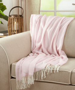 Pink herringbone throw lifestyle.