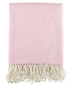 Pink herringbone throw folded