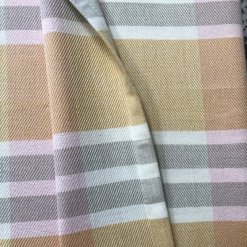 Pink, yellow, grey Plaid throw seam