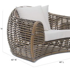 Ruby lounge chair product with dimensions