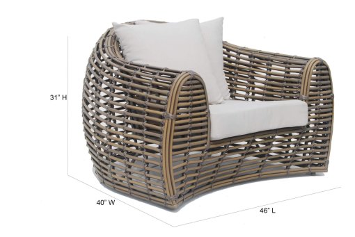 Ruby lounge chair product with dimensions