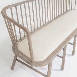 Spindle bench with closeup of corner
