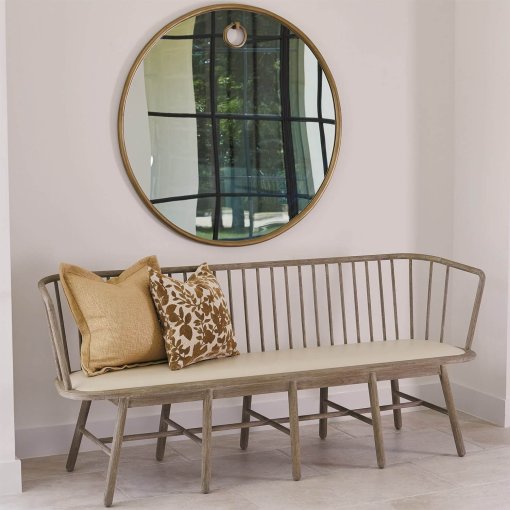 Spindle Bench - Beige Leather - Image 2