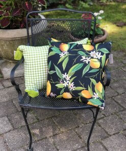 Lemons and Green Woven pillows outdoor set