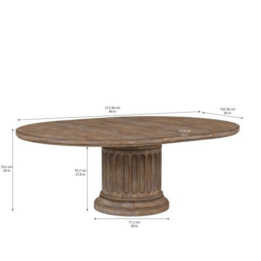 Architrave round table with leaf and dimensions