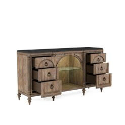 Architrave server with open cabinets